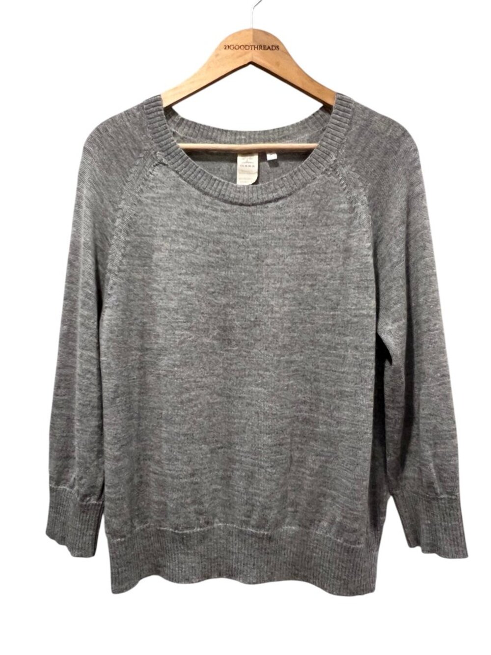 Five Oaks 100% Baby Alpaca Raglan Sweater, Heather Gray, L